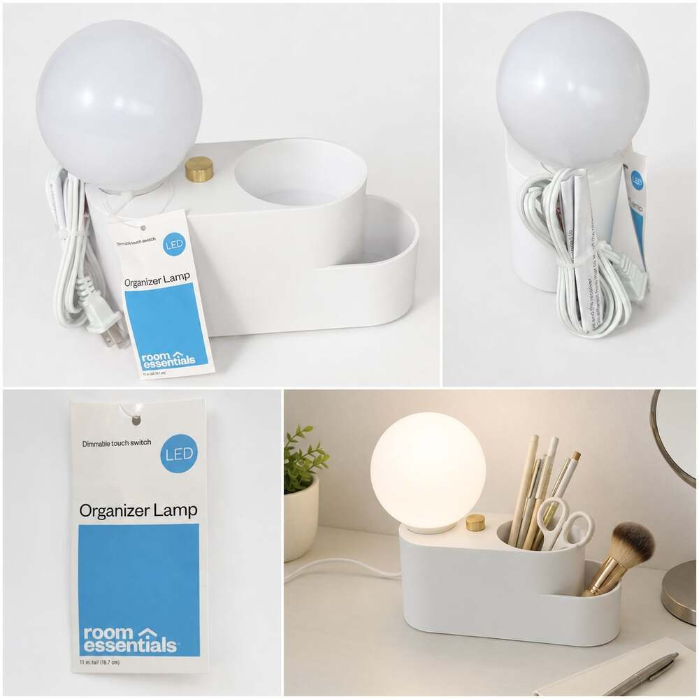 Room Essentials Orb Shade Organizer Novelty Table Lamp White